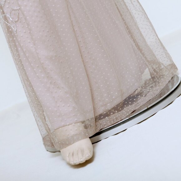 NWT JS Collections Formal A-Line Embroidered Sheer Evening Maxi Gown Tan Women 2 - Picture 4 of 16